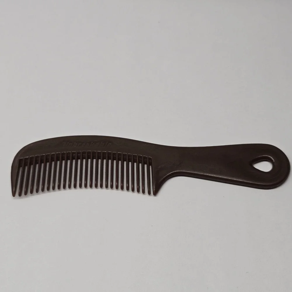 Vintage Unbreakable Brown Pocket Comb With Handle Made In USA 6